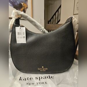 Kate Spade Janie Black Pebbled Leather Shoulder Bag Crossbody Purse Hobo KE660